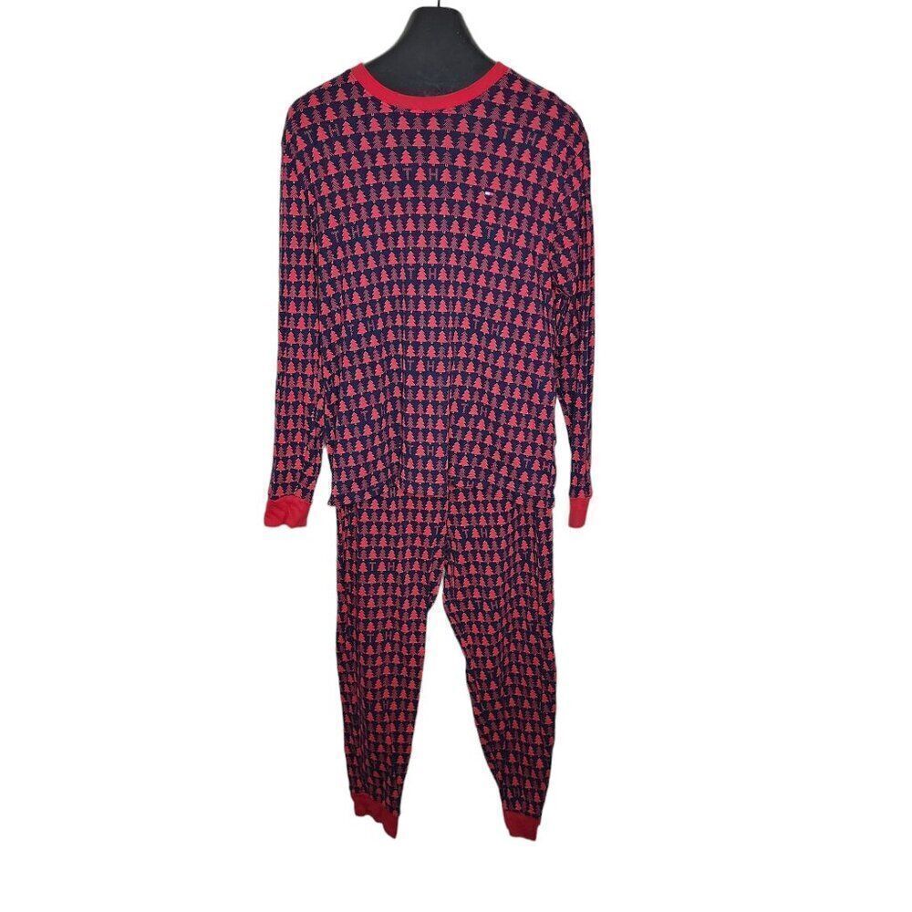 Tommy Hilfiger Sleepwear Long Sleeve 2 Piece Christmas Set Mens M Red